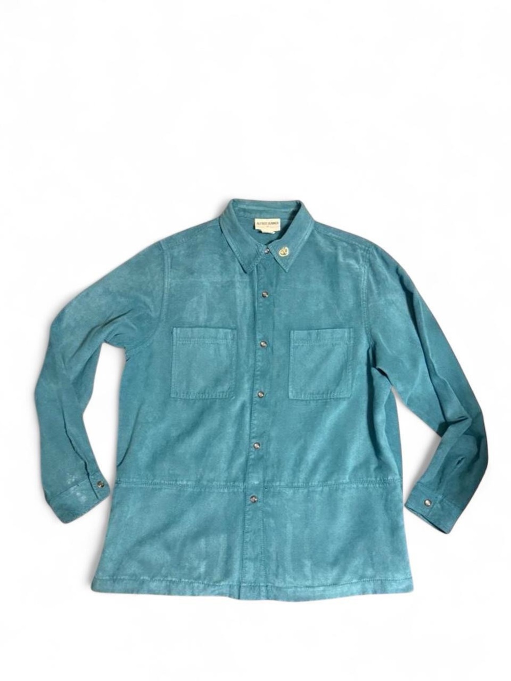 Women’s Blue Alfred Dunner Button Up with Cherub Brooch
